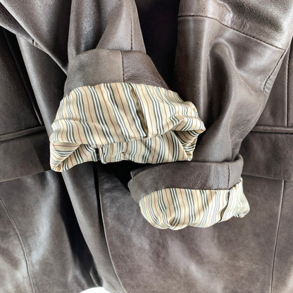 【中古品】【メンズ】 BURBERRYバーバリー BME73-504-57 ラムレザー テーラードジャケット ブラウン M 141-260730-ny-10-fuzh サイズ：M カラー：ブラウ 万代Net店