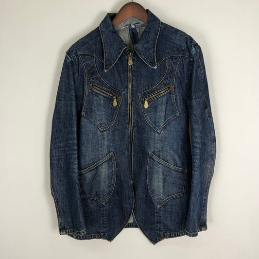 【中古品】【メンズ】 Obelisk オベリスク ZIP DENIM JACKET 6016 ジップ デニム ジャケット ライトアウター 145-251124-yo-13-tei サイズ：M カラー：インディゴ 万代Net店