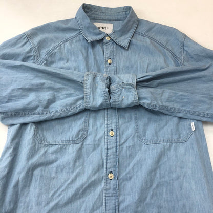 【中古品】【メンズ】 WTAPS ダブルタップス CB/LS/COTTON. CHAMBRAY 242WVDT-SHM02 CB ロングスリーブ コットン シャンブレー 長袖 トップス 142-250831-ks-07-fuz サイズ：03 カラー：ブルー 万代Net店