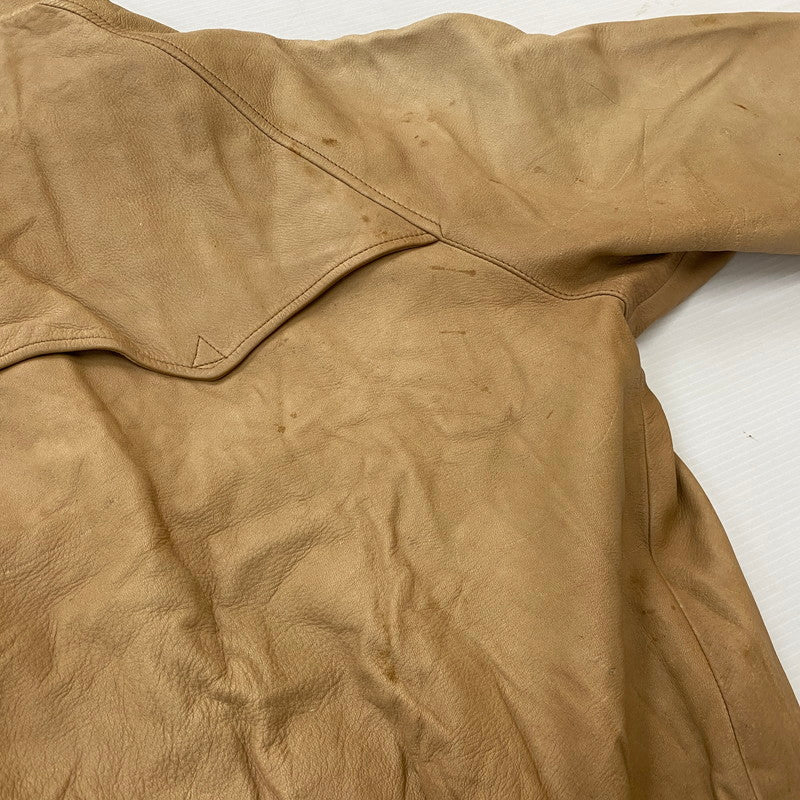【現状渡し品】【メンズ】 RALPH LAUREN ラルフローレン 90’s LEATHER JACKET 90年代 レザージャケット アウター 本革 147-250830-ts-04-tei サイズ：L カラー：ベージュ 万代Net店
