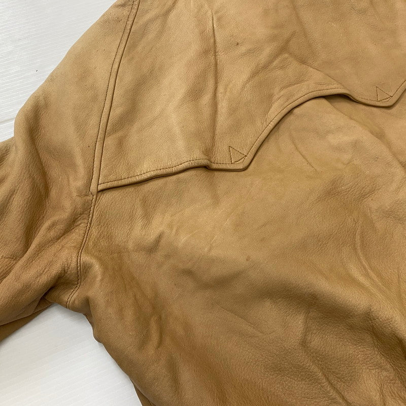 【現状渡し品】【メンズ】 RALPH LAUREN ラルフローレン 90’s LEATHER JACKET 90年代 レザージャケット アウター 本革 147-250830-ts-04-tei サイズ：L カラー：ベージュ 万代Net店