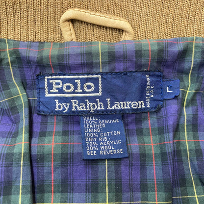 【現状渡し品】【メンズ】 RALPH LAUREN ラルフローレン 90’s LEATHER JACKET 90年代 レザージャケット アウター 本革 147-250830-ts-04-tei サイズ：L カラー：ベージュ 万代Net店