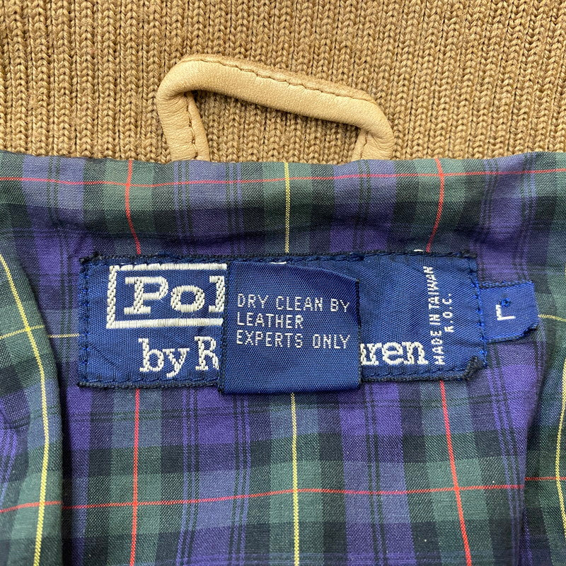 【現状渡し品】【メンズ】 RALPH LAUREN ラルフローレン 90’s LEATHER JACKET 90年代 レザージャケット アウター 本革 147-250830-ts-04-tei サイズ：L カラー：ベージュ 万代Net店