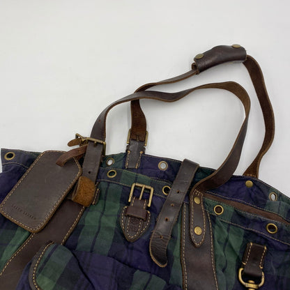 【現状渡し品】【メンズ/レディース】 RALPH LAUREN ラルフローレン BLACK WATCH PATTERN LEATHER TOTEBAG BACKPACK ブラックウォッチ柄 レザートートバッグ カバン リュック 188-250902-ts-09-tei カラー：グリーン 万代Net店