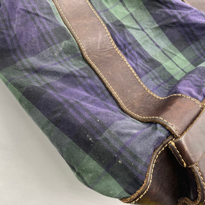 【現状渡し品】【メンズ/レディース】 RALPH LAUREN ラルフローレン BLACK WATCH PATTERN LEATHER TOTEBAG BACKPACK ブラックウォッチ柄 レザートートバッグ カバン リュック 188-250902-ts-09-tei カラー：グリーン 万代Net店