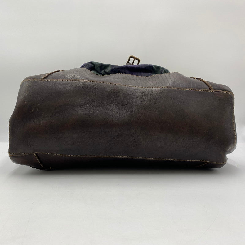 【現状渡し品】【メンズ/レディース】 RALPH LAUREN ラルフローレン BLACK WATCH PATTERN LEATHER TOTEBAG BACKPACK ブラックウォッチ柄 レザートートバッグ カバン リュック 188-250902-ts-09-tei カラー：グリーン 万代Net店