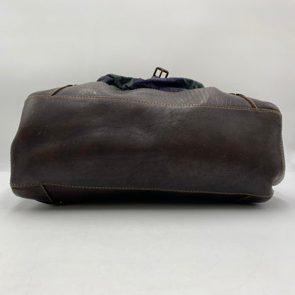 【現状渡し品】【メンズ/レディース】 RALPH LAUREN ラルフローレン BLACK WATCH PATTERN LEATHER TOTEBAG BACKPACK ブラックウォッチ柄 レザートートバッグ カバン リュック 188-250902-ts-09-tei カラー：グリーン 万代Net店