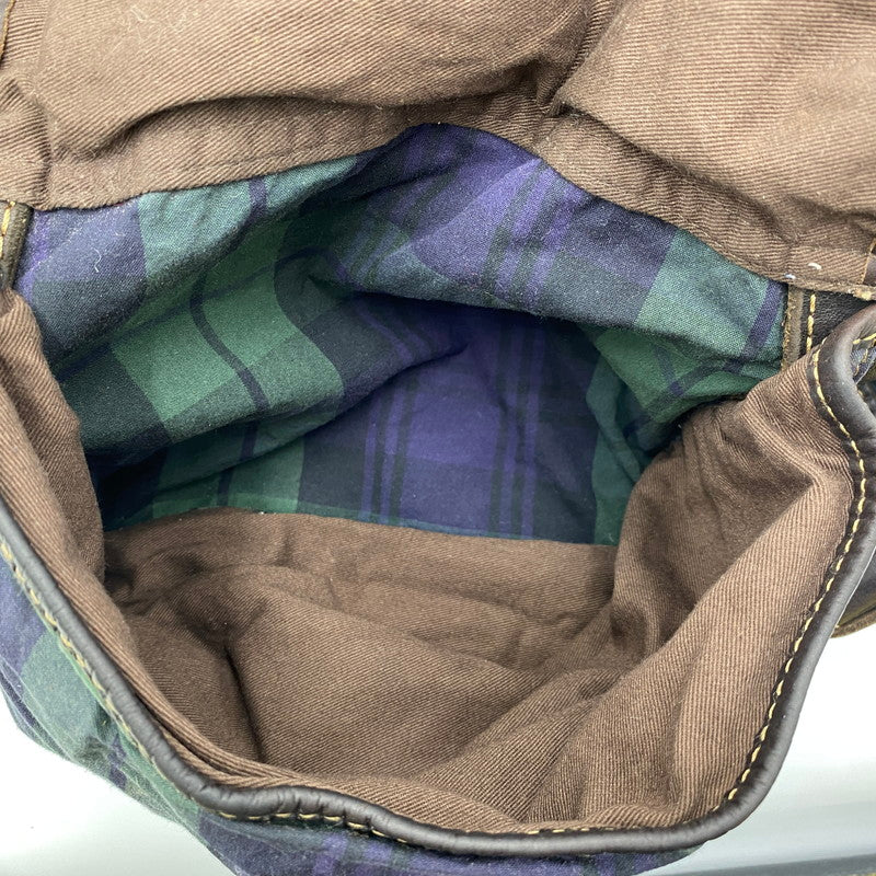 【現状渡し品】【メンズ/レディース】 RALPH LAUREN ラルフローレン BLACK WATCH PATTERN LEATHER TOTEBAG BACKPACK ブラックウォッチ柄 レザートートバッグ カバン リュック 188-250902-ts-09-tei カラー：グリーン 万代Net店