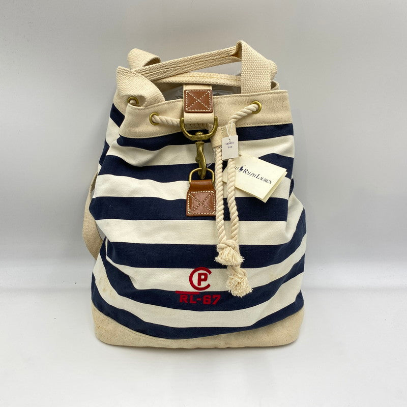 【現状渡し品】【メンズ/レディース】 RALPH LAUREN ラルフローレン 90's BORDER CANVAS BACKPACK 90年代 ボーダーキャンバス リュック カバン 188-250902-ts-08-tei カラー：ホワイト/ブルー 万代Net店