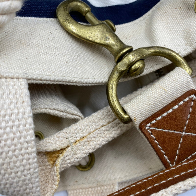 【現状渡し品】【メンズ/レディース】 RALPH LAUREN ラルフローレン 90's BORDER CANVAS BACKPACK 90年代 ボーダーキャンバス リュック カバン 188-250902-ts-08-tei カラー：ホワイト/ブルー 万代Net店