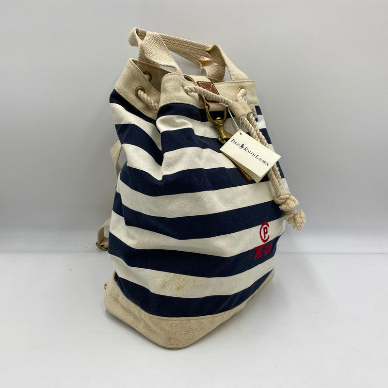 【現状渡し品】【メンズ/レディース】 RALPH LAUREN ラルフローレン 90's BORDER CANVAS BACKPACK 90年代 ボーダーキャンバス リュック カバン 188-250902-ts-08-tei カラー：ホワイト/ブルー 万代Net店
