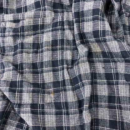 【現状渡し品】【メンズ】 Polo by Ralph Lauren ポロバイラルフローレン 90's COTTON CHECK GOWN 90年代 コットン チェックガウン シャツ 長袖 トップス 147-250912-yo-24-tei サイズ：L/XL カラー：ネイビー 万代Net店