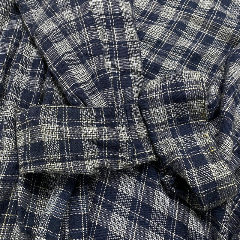 【現状渡し品】【メンズ】 Polo by Ralph Lauren ポロバイラルフローレン 90's COTTON CHECK GOWN 90年代 コットン チェックガウン シャツ 長袖 トップス 147-250912-yo-24-tei サイズ：L/XL カラー：ネイビー 万代Net店