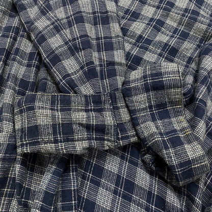 【現状渡し品】【メンズ】 Polo by Ralph Lauren ポロバイラルフローレン 90's COTTON CHECK GOWN 90年代 コットン チェックガウン シャツ 長袖 トップス 147-250912-yo-24-tei サイズ：L/XL カラー：ネイビー 万代Net店