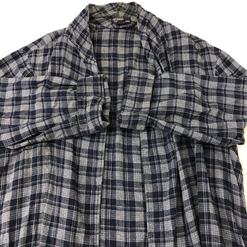 【現状渡し品】【メンズ】 Polo by Ralph Lauren ポロバイラルフローレン 90's COTTON CHECK GOWN 90年代 コットン チェックガウン シャツ 長袖 トップス 147-250912-yo-24-tei サイズ：L/XL カラー：ネイビー 万代Net店