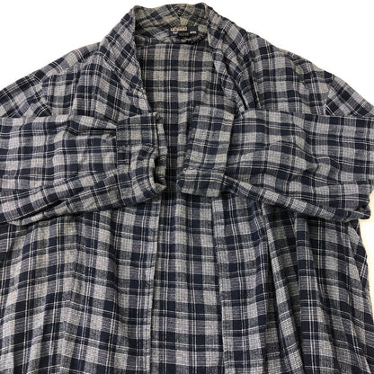 【現状渡し品】【メンズ】 Polo by Ralph Lauren ポロバイラルフローレン 90's COTTON CHECK GOWN 90年代 コットン チェックガウン シャツ 長袖 トップス 147-250912-yo-24-tei サイズ：L/XL カラー：ネイビー 万代Net店