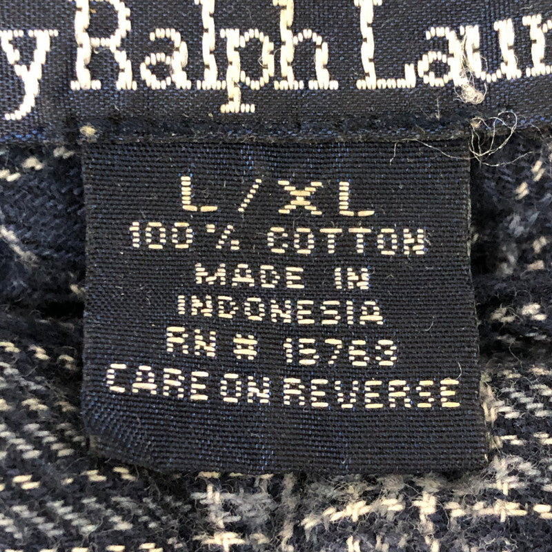 【現状渡し品】【メンズ】 Polo by Ralph Lauren ポロバイラルフローレン 90's COTTON CHECK GOWN 90年代 コットン チェックガウン シャツ 長袖 トップス 147-250912-yo-24-tei サイズ：L/XL カラー：ネイビー 万代Net店