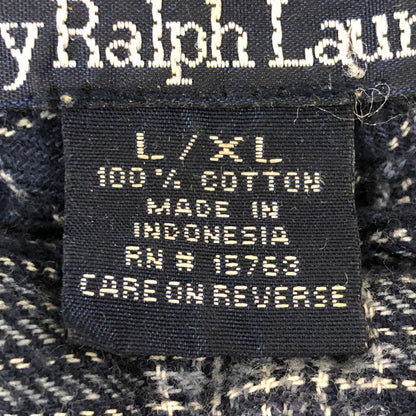 【現状渡し品】【メンズ】 Polo by Ralph Lauren ポロバイラルフローレン 90's COTTON CHECK GOWN 90年代 コットン チェックガウン シャツ 長袖 トップス 147-250912-yo-24-tei サイズ：L/XL カラー：ネイビー 万代Net店