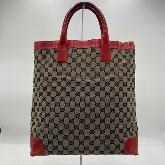 【現状渡し品】【レディース】 GUCCI グッチ シェリーライン GG キャンバス トートバッグ 002-1121 カバン 180-250912-KS-01-tei カラー：ベージュ/レッド 万代Net店