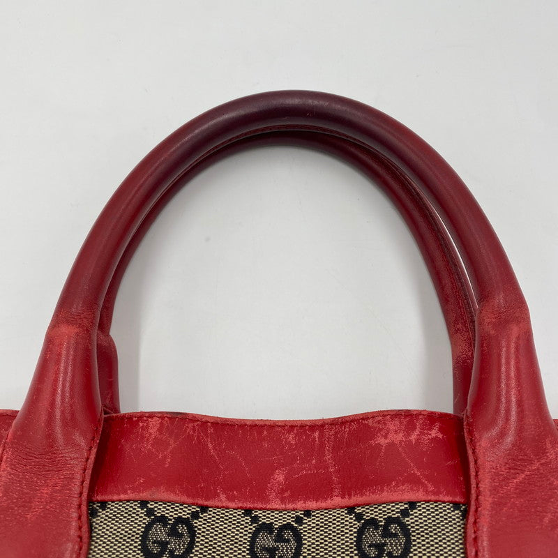 【現状渡し品】【レディース】 GUCCI グッチ シェリーライン GG キャンバス トートバッグ 002-1121 カバン 180-250912-KS-01-tei カラー：ベージュ/レッド 万代Net店