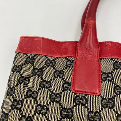 【現状渡し品】【レディース】 GUCCI グッチ シェリーライン GG キャンバス トートバッグ 002-1121 カバン 180-250912-KS-01-tei カラー：ベージュ/レッド 万代Net店