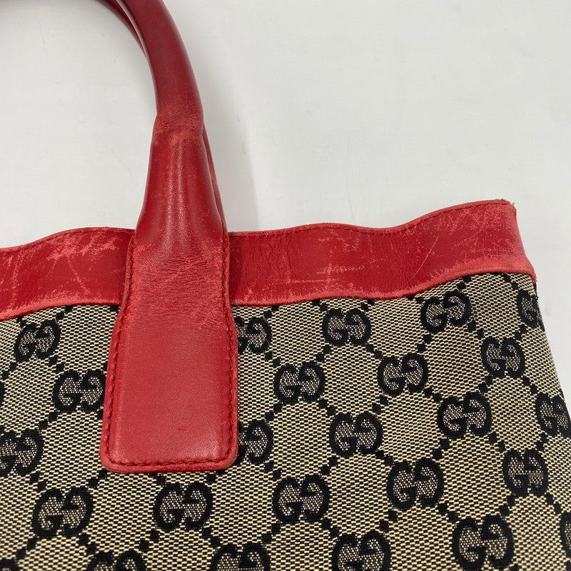 【現状渡し品】【レディース】 GUCCI グッチ シェリーライン GG キャンバス トートバッグ 002-1121 カバン 180-250912-KS-01-tei カラー：ベージュ/レッド 万代Net店