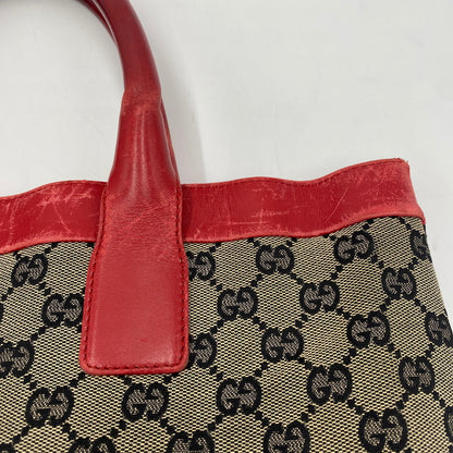 【現状渡し品】【レディース】 GUCCI グッチ シェリーライン GG キャンバス トートバッグ 002-1121 カバン 180-250912-KS-01-tei カラー：ベージュ/レッド 万代Net店