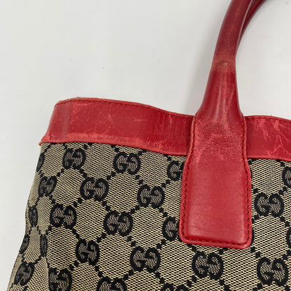 【現状渡し品】【レディース】 GUCCI グッチ シェリーライン GG キャンバス トートバッグ 002-1121 カバン 180-250912-KS-01-tei カラー：ベージュ/レッド 万代Net店