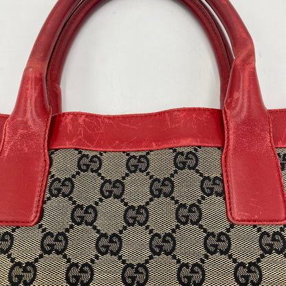 【現状渡し品】【レディース】 GUCCI グッチ シェリーライン GG キャンバス トートバッグ 002-1121 カバン 180-250912-KS-01-tei カラー：ベージュ/レッド 万代Net店