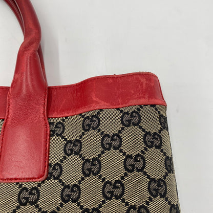 【現状渡し品】【レディース】 GUCCI グッチ シェリーライン GG キャンバス トートバッグ 002-1121 カバン 180-250912-KS-01-tei カラー：ベージュ/レッド 万代Net店