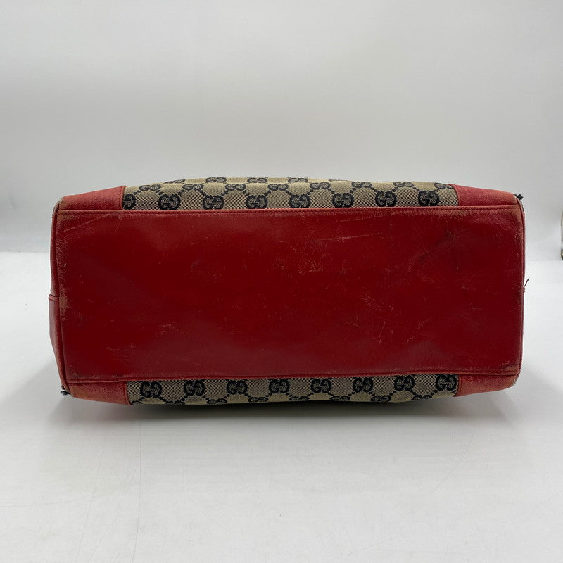 【現状渡し品】【レディース】 GUCCI グッチ シェリーライン GG キャンバス トートバッグ 002-1121 カバン 180-250912-KS-01-tei カラー：ベージュ/レッド 万代Net店