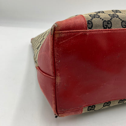 【現状渡し品】【レディース】 GUCCI グッチ シェリーライン GG キャンバス トートバッグ 002-1121 カバン 180-250912-KS-01-tei カラー：ベージュ/レッド 万代Net店