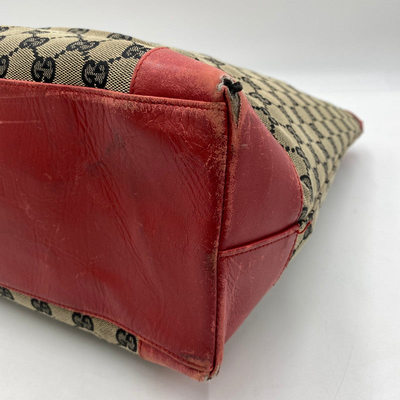 【現状渡し品】【レディース】 GUCCI グッチ シェリーライン GG キャンバス トートバッグ 002-1121 カバン 180-250912-KS-01-tei カラー：ベージュ/レッド 万代Net店