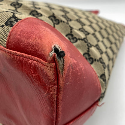 【現状渡し品】【レディース】 GUCCI グッチ シェリーライン GG キャンバス トートバッグ 002-1121 カバン 180-250912-KS-01-tei カラー：ベージュ/レッド 万代Net店