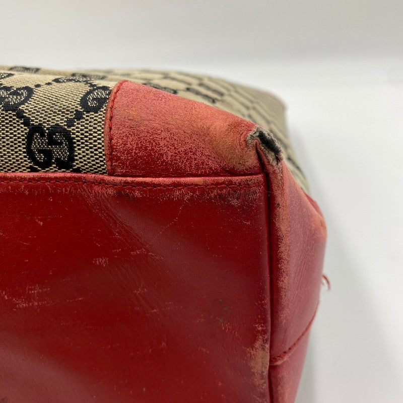 【現状渡し品】【レディース】 GUCCI グッチ シェリーライン GG キャンバス トートバッグ 002-1121 カバン 180-250912-KS-01-tei カラー：ベージュ/レッド 万代Net店