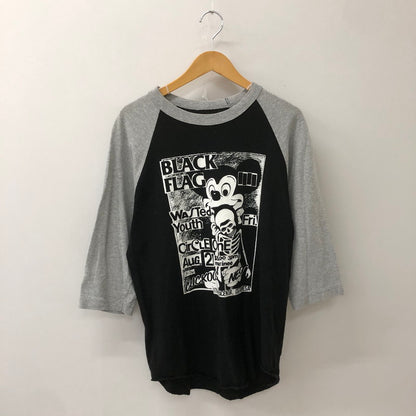 【中古品】【メンズ】 UNKNOWN BLACK FLAG SONIC YOUTH GOD FLIER DESIGN 3/4 TEE ブラック フラッグ ソニック ユース ゴッドフライヤー デザイン 3/4スリーブ Tシャツ トップス 145-250912-yo-15-tei サイズ：表記無し カラー：ブラック 万代Net店