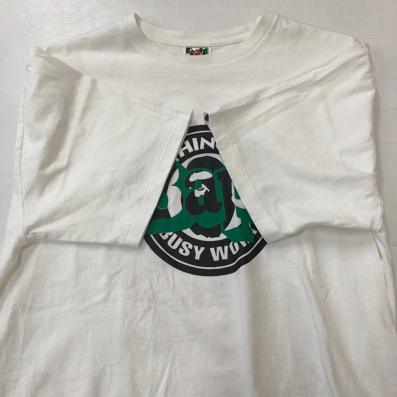 【中古品】【メンズ】 A BATHING APE アベイシングエイプ BUSY WORKS MULTI PRINT S/S TEE 001TEI301058M ビジーワークス マルチプリント ショートスリーブ Tシャツ トップス 半袖 142-250905-ts-04-tei サイズ：2XL カラー：ホワイト 万代Net店