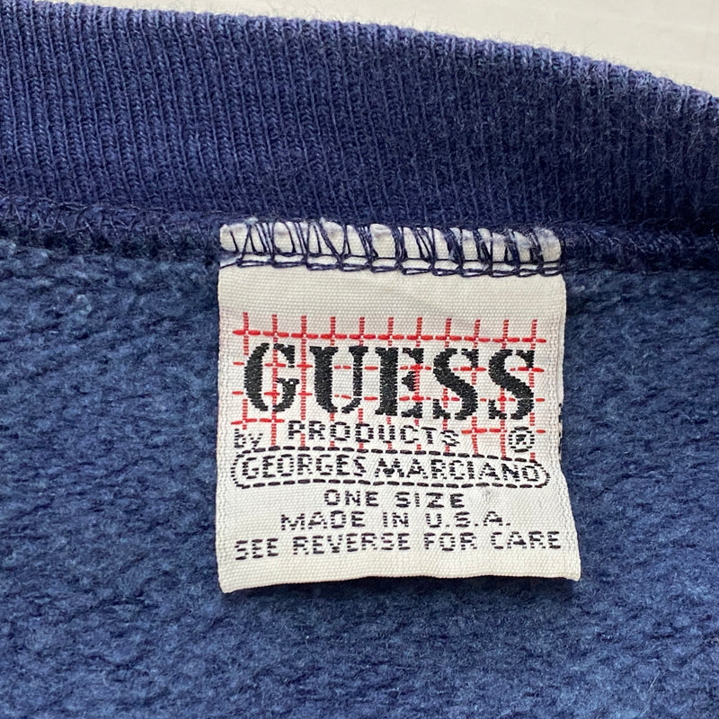 【中古品】【メンズ】 GUESS ゲス 80's VINTAGE COLLARBLOCK SWEAT 80年代 ヴィンテージ 切替スウェット 長袖 トップス USA製 トレーナー 145-260829-sa-03-tei サイズ：ONE カラー：ネイビー 万代Net店