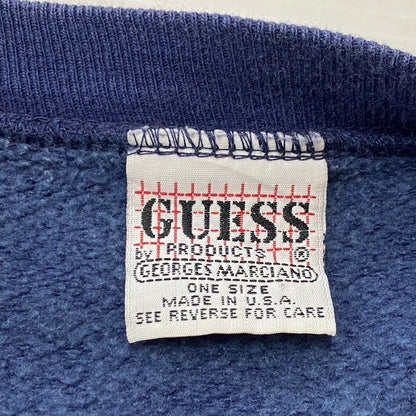 【中古品】【メンズ】 GUESS ゲス 80's VINTAGE COLLARBLOCK SWEAT 80年代 ヴィンテージ 切替スウェット 長袖 トップス USA製 トレーナー 145-260829-sa-03-tei サイズ：ONE カラー：ネイビー 万代Net店