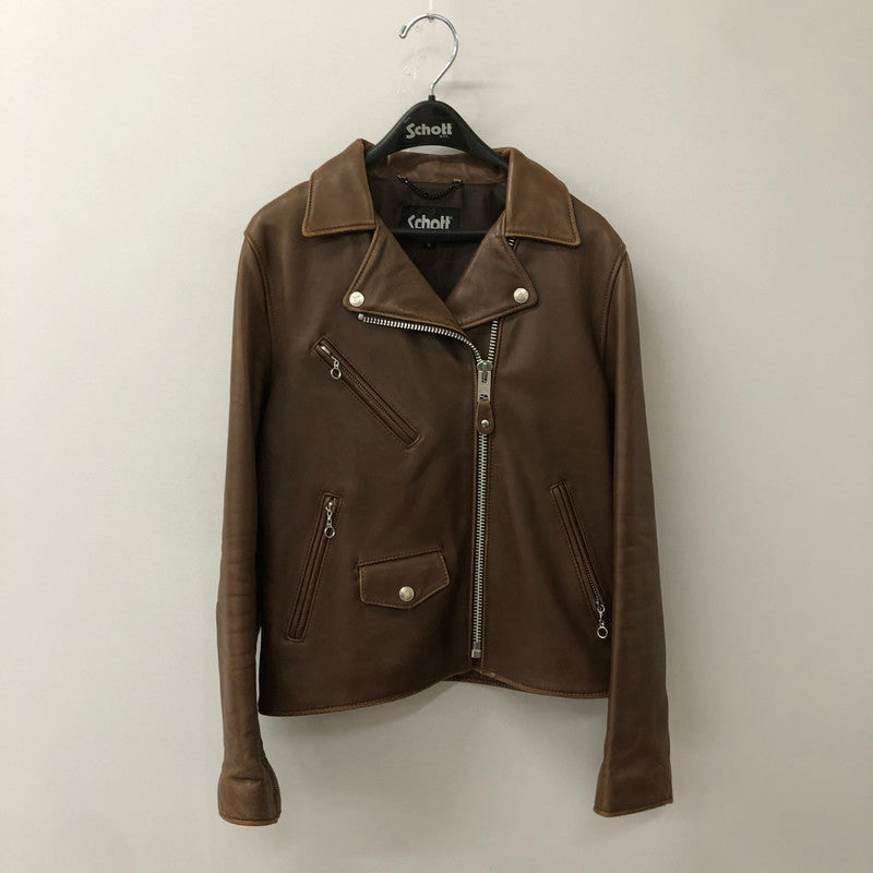 【中古品】【レディース】 schott ショット LAMB LEATHER DOUBLE RIDERS 3161056 ラムレザー ダブルライダース アウター 145-250903-yo-12-fuz サイズ：S カラー：ブラウン 万代Net店