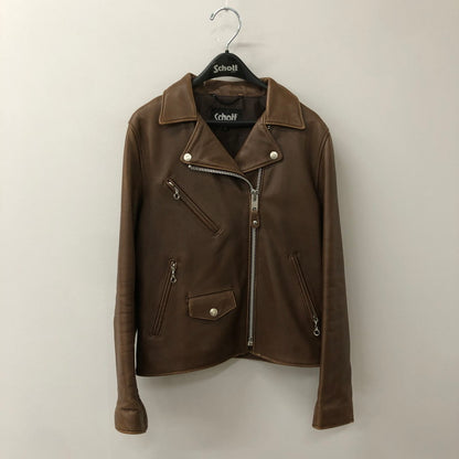 【中古品】【レディース】 schott ショット LAMB LEATHER DOUBLE RIDERS 3161056 ラムレザー ダブルライダース アウター 145-250903-yo-12-fuz サイズ：S カラー：ブラウン 万代Net店