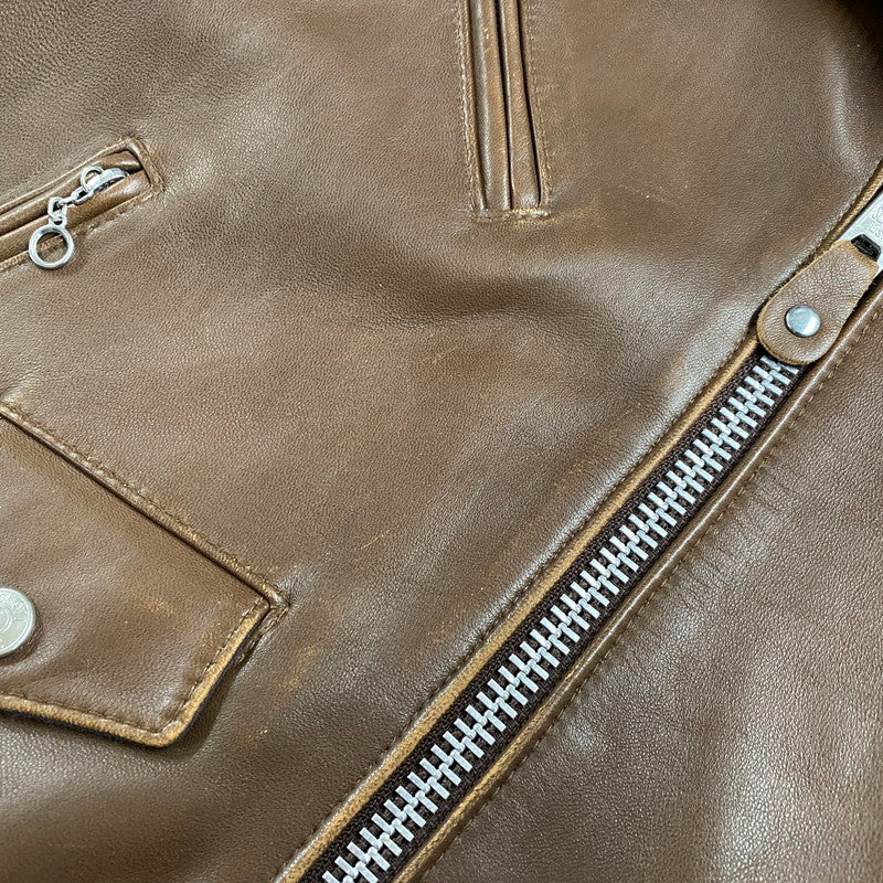 【中古品】【レディース】 schott ショット LAMB LEATHER DOUBLE RIDERS 3161056 ラムレザー ダブルライダース アウター 145-250903-yo-12-fuz サイズ：S カラー：ブラウン 万代Net店