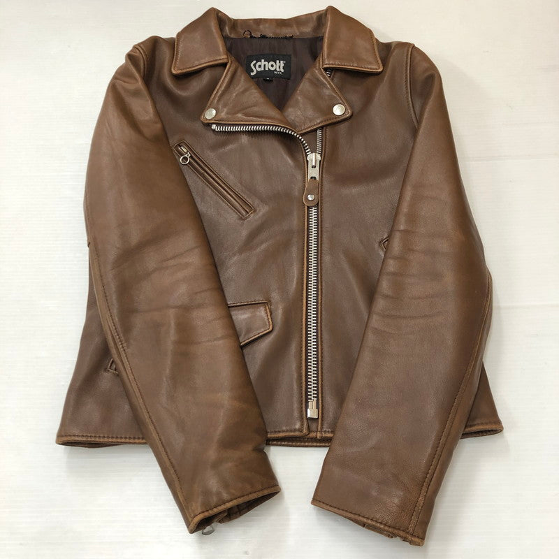 【中古品】【レディース】 schott ショット LAMB LEATHER DOUBLE RIDERS 3161056 ラムレザー ダブルライダース アウター 145-250903-yo-12-fuz サイズ：S カラー：ブラウン 万代Net店