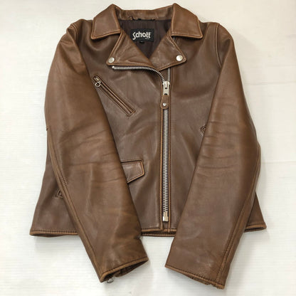 【中古品】【レディース】 schott ショット LAMB LEATHER DOUBLE RIDERS 3161056 ラムレザー ダブルライダース アウター 145-250903-yo-12-fuz サイズ：S カラー：ブラウン 万代Net店