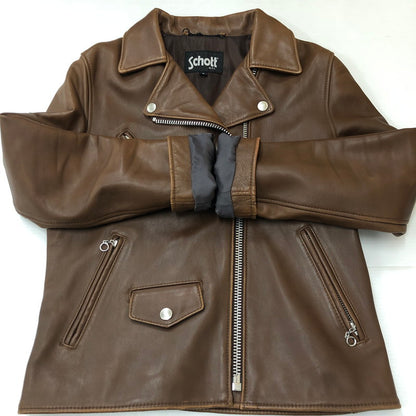【中古品】【レディース】 schott ショット LAMB LEATHER DOUBLE RIDERS 3161056 ラムレザー ダブルライダース アウター 145-250903-yo-12-fuz サイズ：S カラー：ブラウン 万代Net店