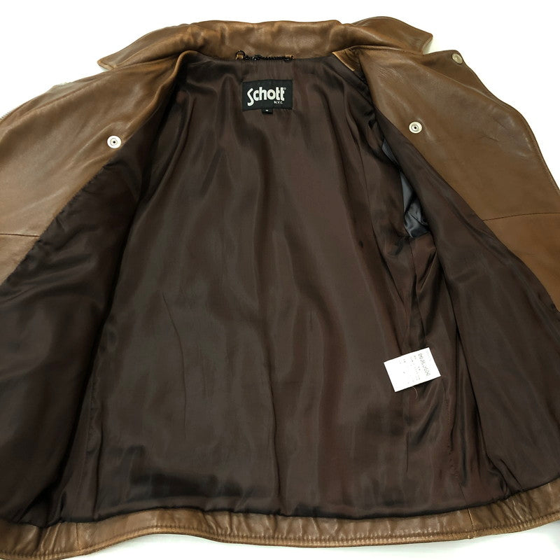 【中古品】【レディース】 schott ショット LAMB LEATHER DOUBLE RIDERS 3161056 ラムレザー ダブルライダース アウター 145-250903-yo-12-fuz サイズ：S カラー：ブラウン 万代Net店