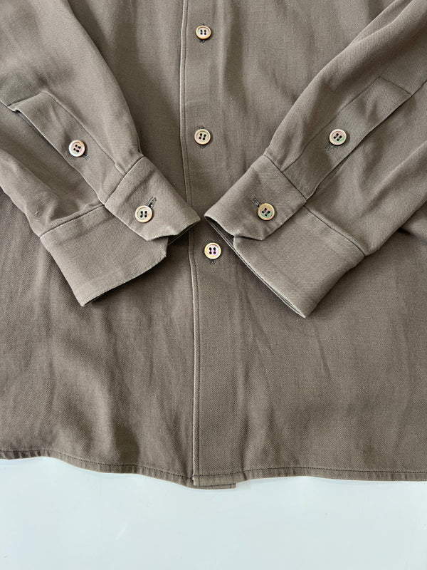 【中古品】【メンズ】 山内 ヤマウチ 18S43 COTTON SHIRT コットンシャツ 長袖シャツ ロングスリーブ 140-260924-AS-5-hon サイズ：3 カラー：カーキ 万代Net店