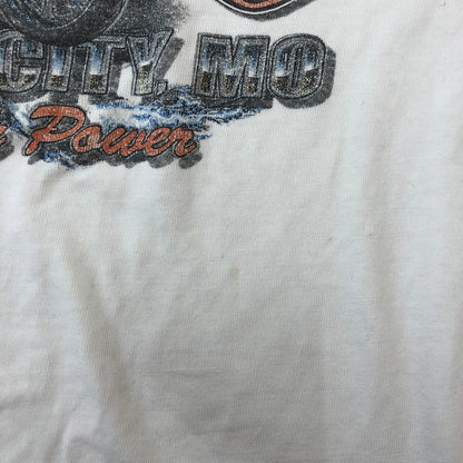 【現状渡し品】【メンズ】 HARLEY DAVIDSON ハーレーダビッドソン 00's FIRE L/S TEE 2000年代 ファイアー ロングスリーブ Tシャツ トップス 長袖 スリーブプリント 145-250914-ts-09-tei サイズ：XL カラー：ホワイト 万代Net店