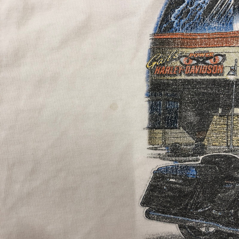 【現状渡し品】【メンズ】 HARLEY DAVIDSON ハーレーダビッドソン 00's FIRE L/S TEE 2000年代 ファイアー ロングスリーブ Tシャツ トップス 長袖 スリーブプリント 145-250914-ts-09-tei サイズ：XL カラー：ホワイト 万代Net店