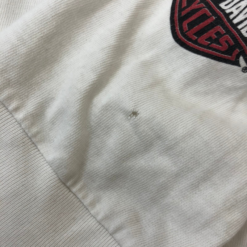 【現状渡し品】【メンズ】 HARLEY DAVIDSON ハーレーダビッドソン 00's FIRE L/S TEE 2000年代 ファイアー ロングスリーブ Tシャツ トップス 長袖 スリーブプリント 145-250914-ts-09-tei サイズ：XL カラー：ホワイト 万代Net店